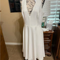 Dress the Population White A-Line Plunge Dress Size L