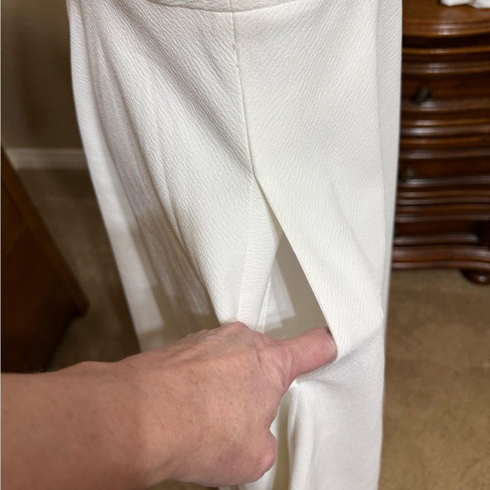 Dress the Population White A-Line Plunge Dress Size L