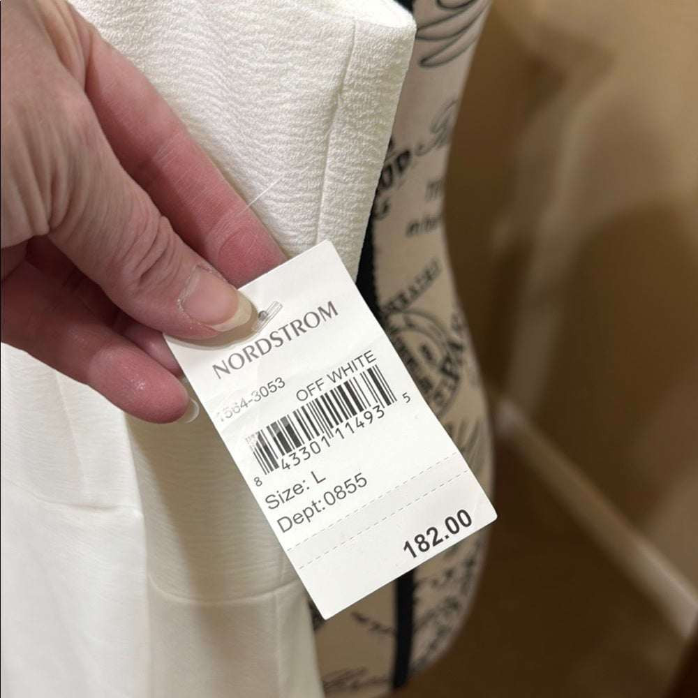 Dress the Population White A-Line Plunge Dress Size L