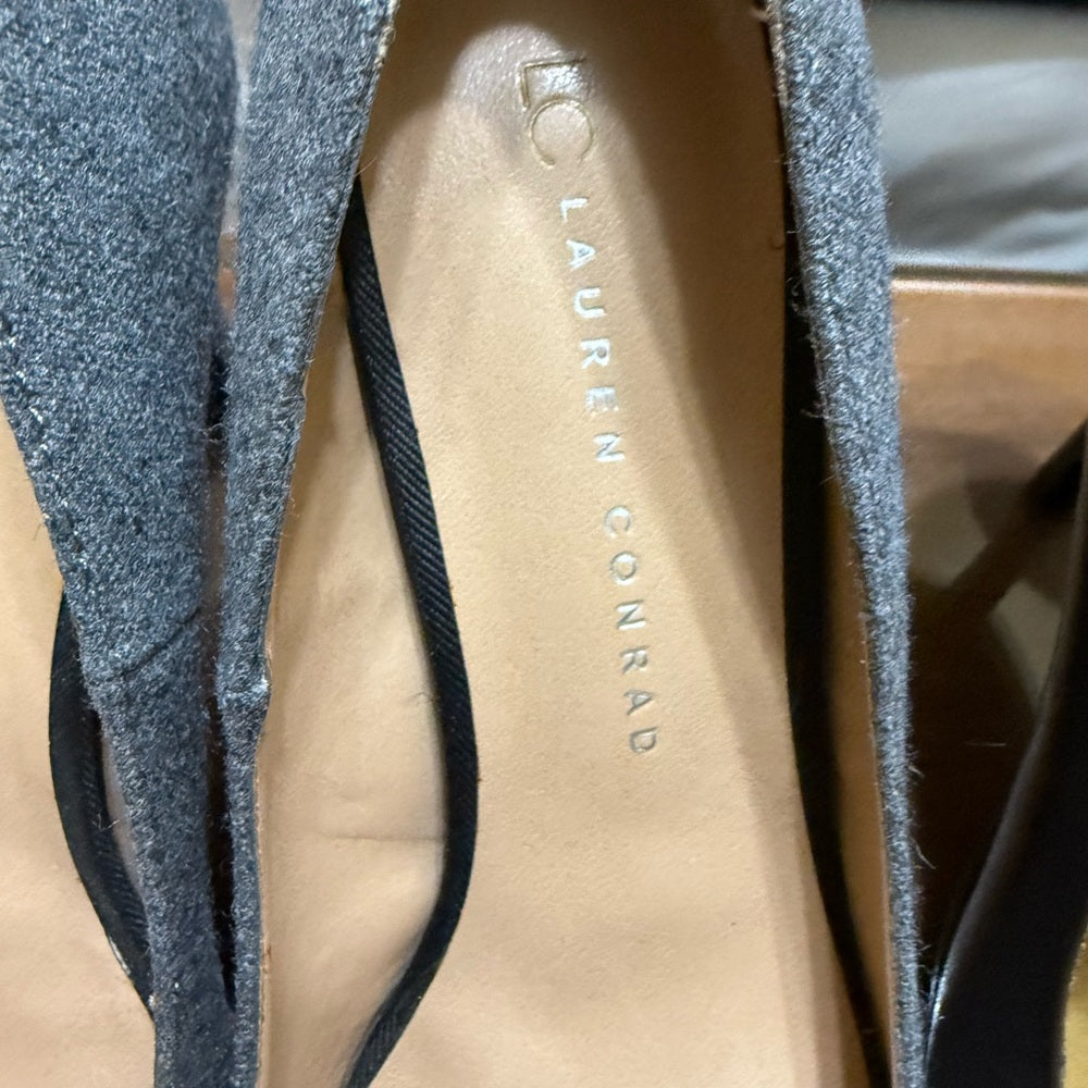 LC Lauren Conrad Gray and Black Heels with Medium Height