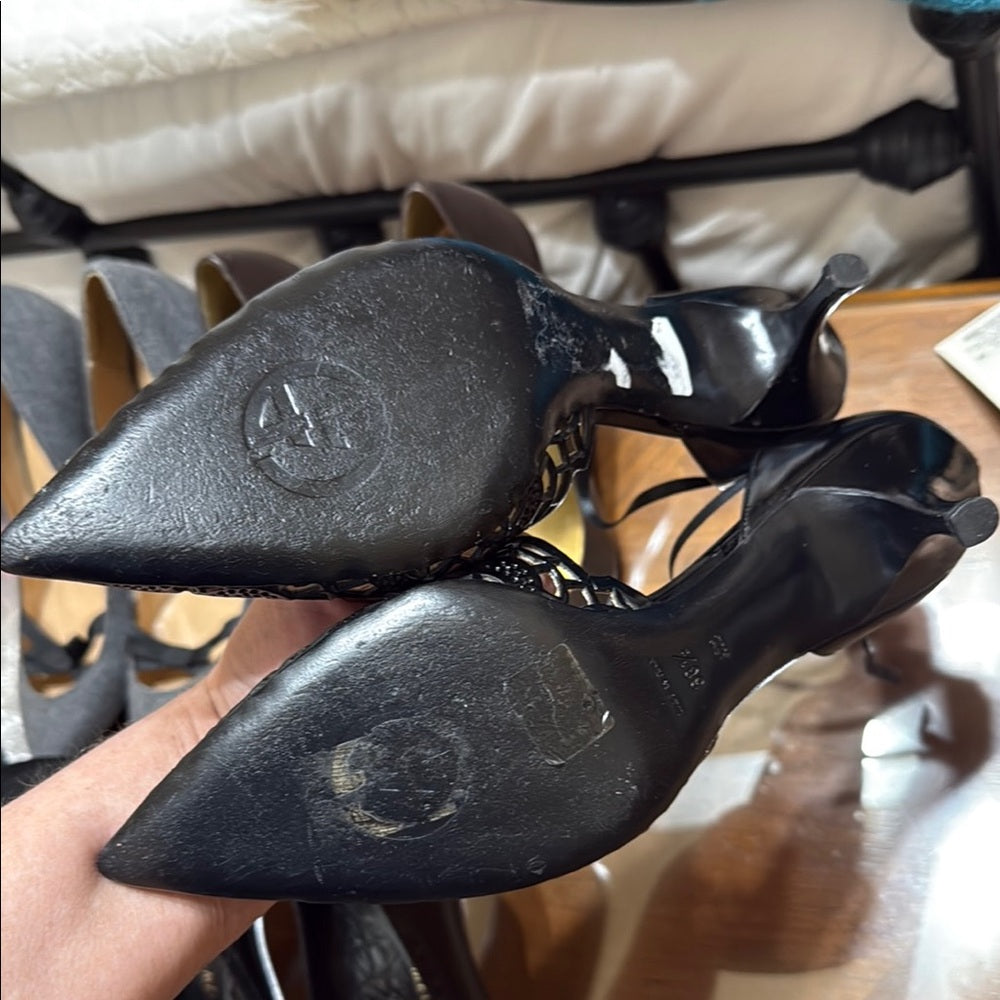 Giorgio Armani Black Kitten Heels Classic Design Size 38 1/2