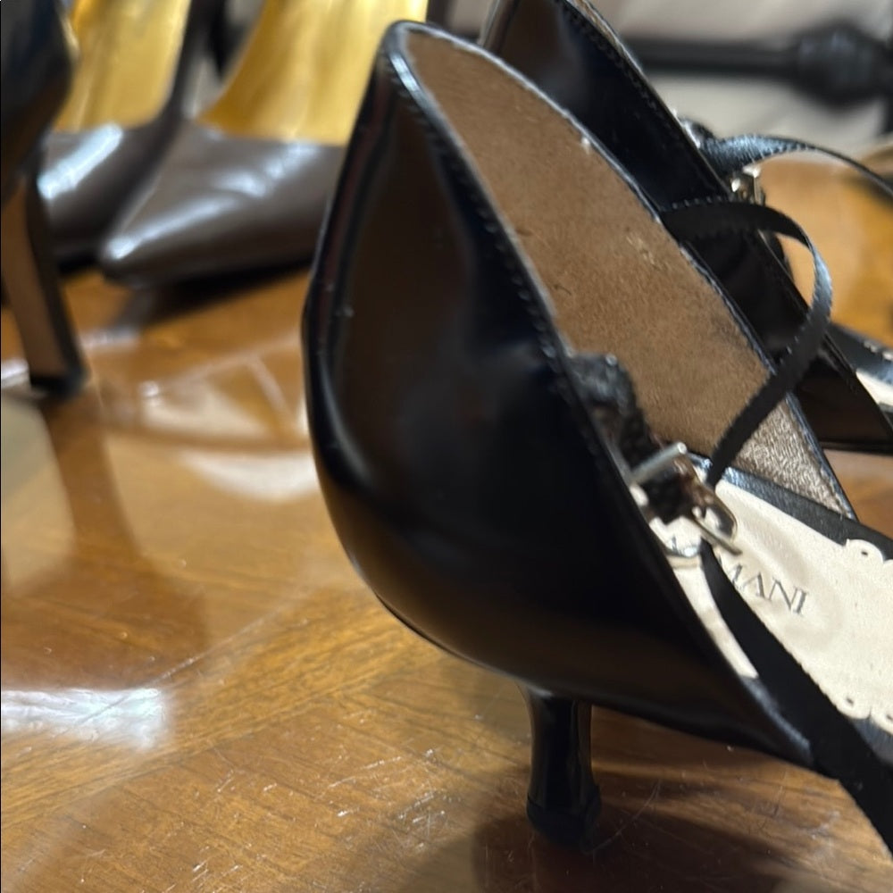 Giorgio Armani Black Kitten Heels Classic Design Size 38 1/2