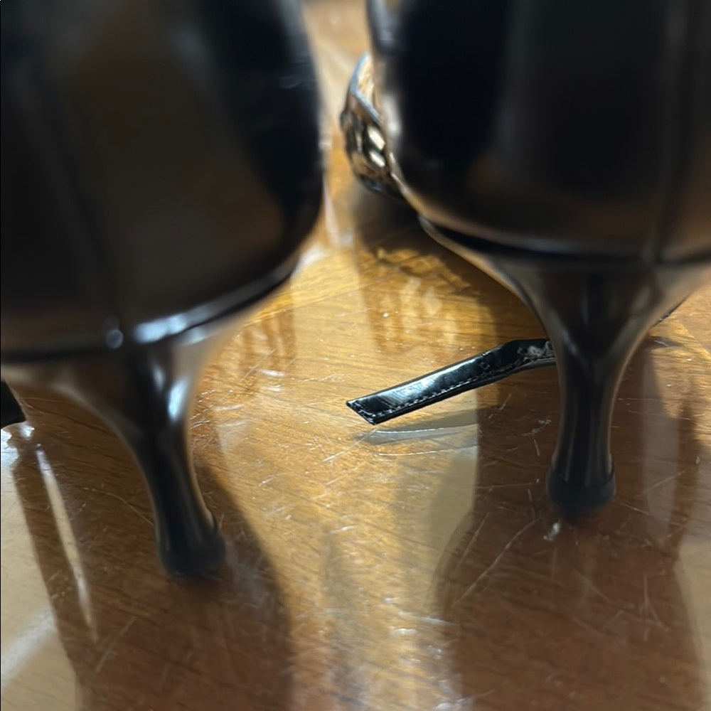 Giorgio Armani Black Kitten Heels Classic Design Size 38 1/2