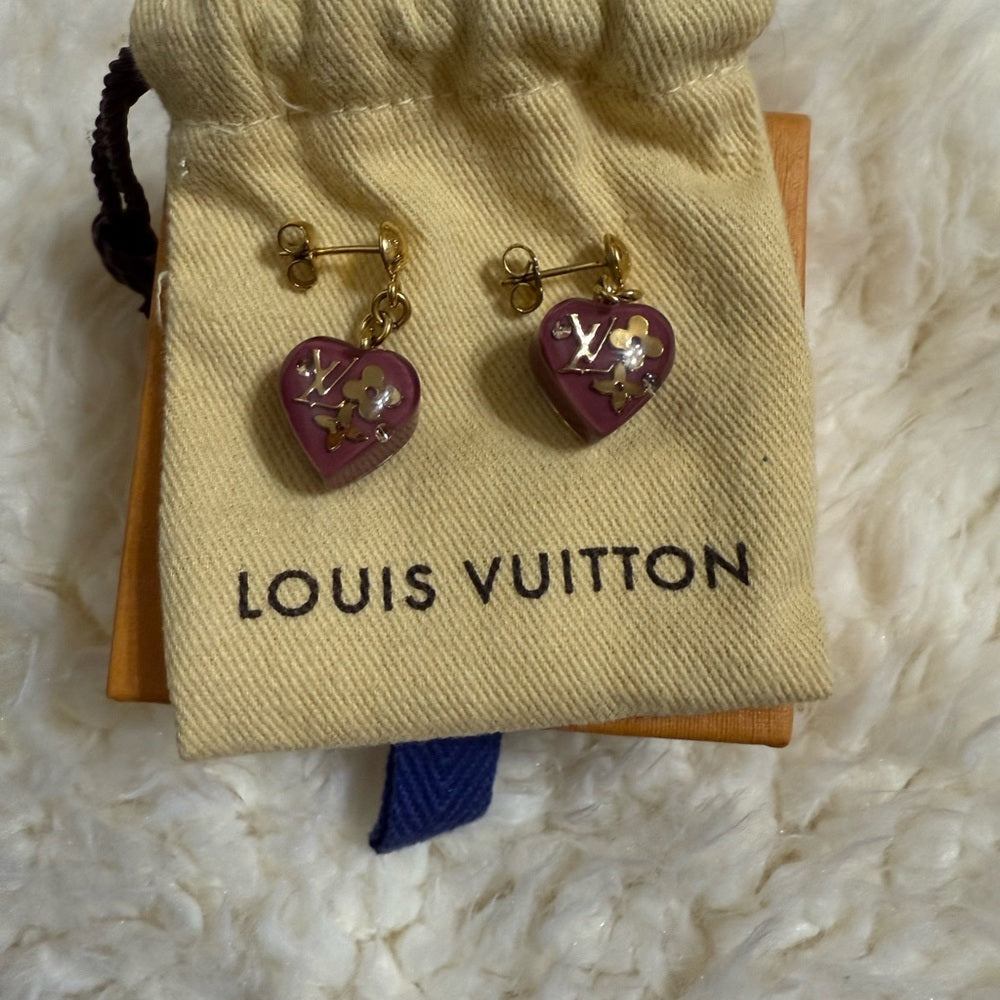 Louis Vuitton Inclusion Mauve and Gold Heart Earrings