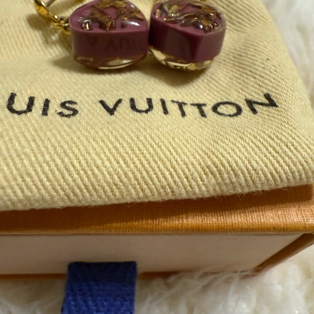 Louis Vuitton Inclusion Mauve and Gold Heart Earrings