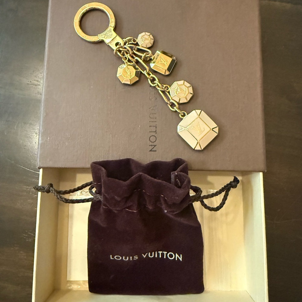 New Louis Vuitton Porte Cles Cabochon Gold Bag Charm