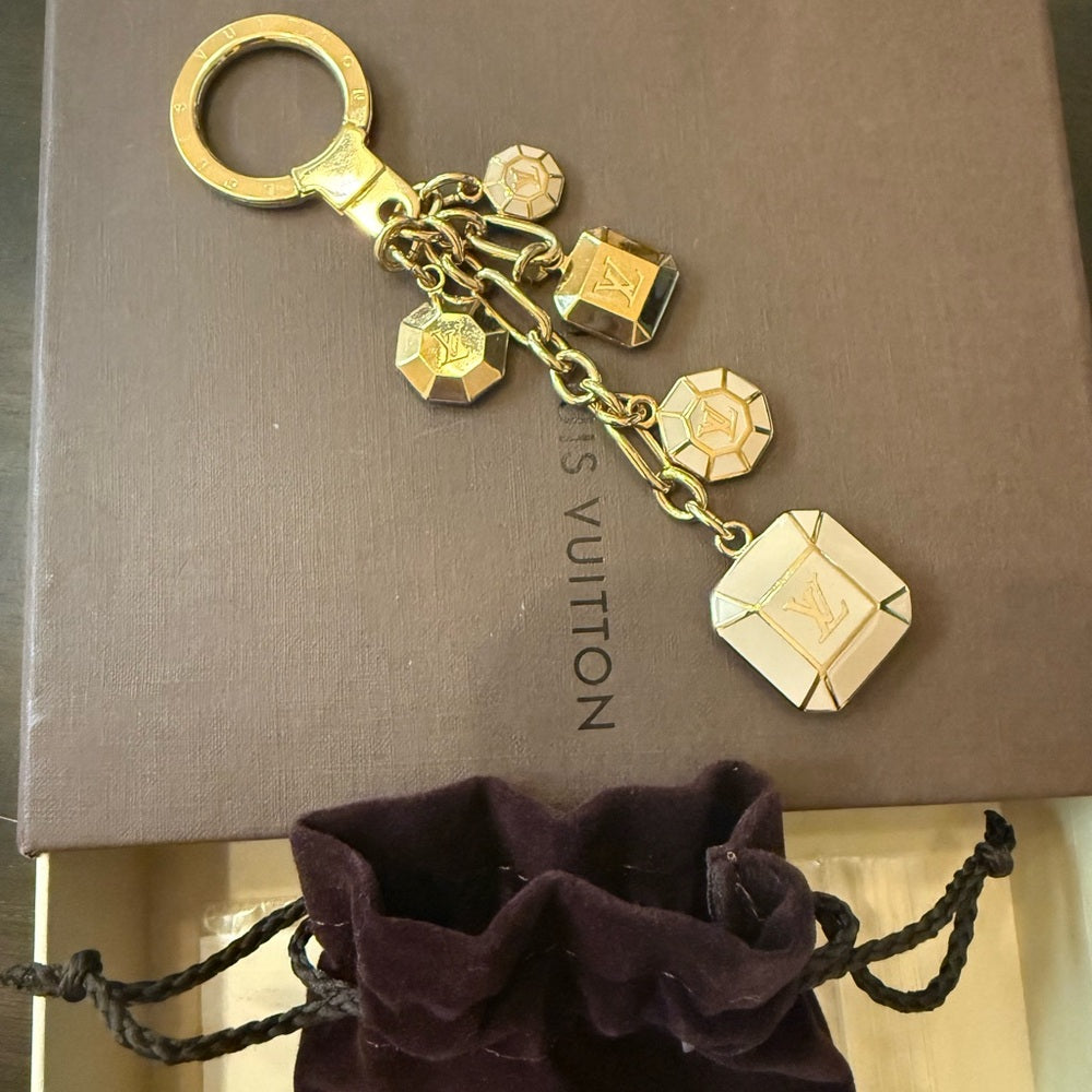 New Louis Vuitton Porte Cles Cabochon Gold Bag Charm