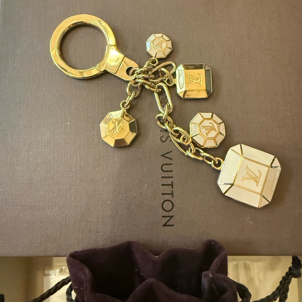 New Louis Vuitton Porte Cles Cabochon Gold Bag Charm