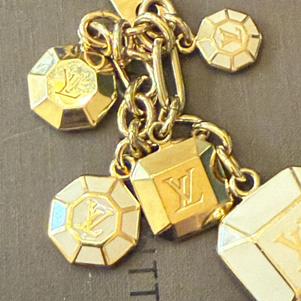 New Louis Vuitton Porte Cles Cabochon Gold Bag Charm