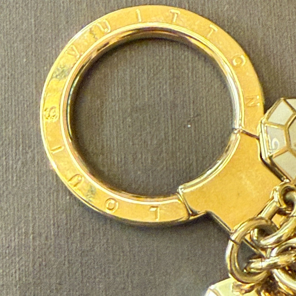 New Louis Vuitton Porte Cles Cabochon Gold Bag Charm