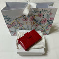 New Dior Red Cannage Patent Leather Card Case