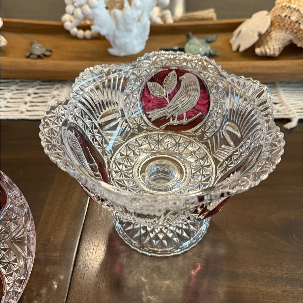 Hofbauer Red Bird Crystal Dish