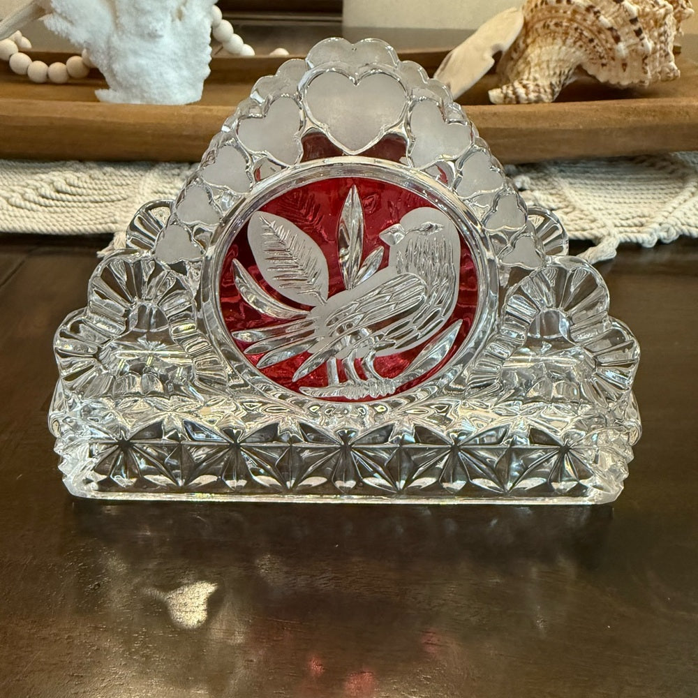 Hofbauer Red Bird Crystal Napkin Holder