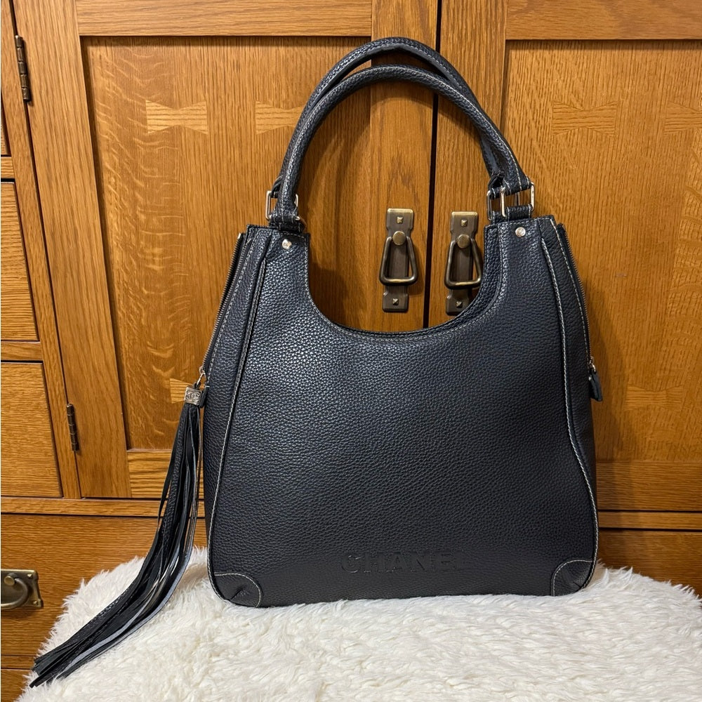 Chanel Black LAX Caviar Leather Hobo Bag