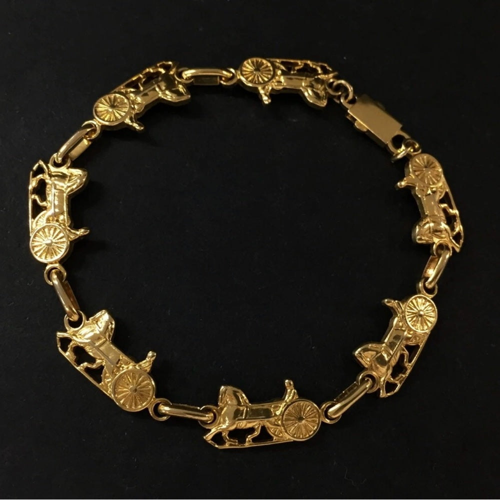 Rare Celine Gold Plated Horse Carriage Bracelet