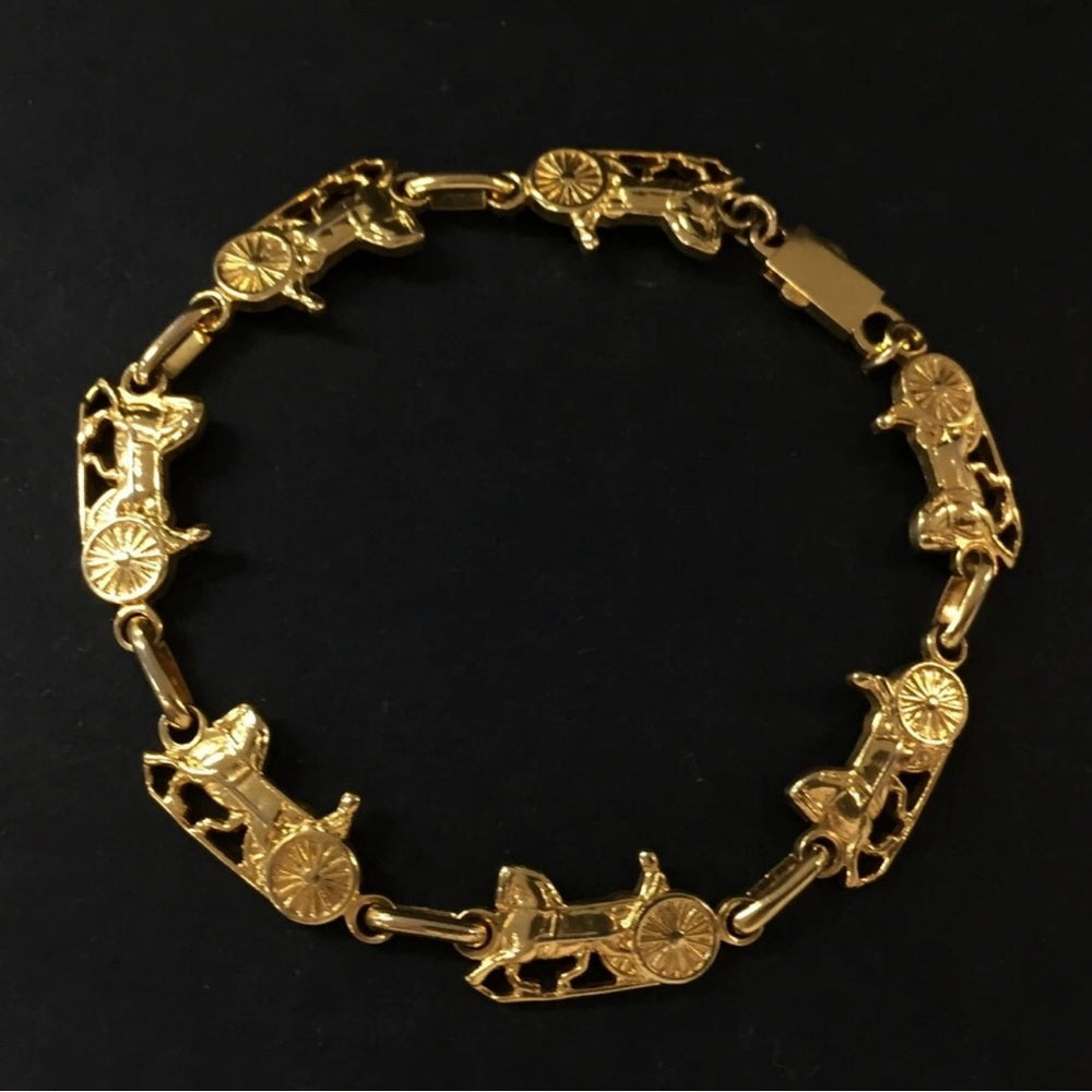 Rare Celine Gold Plated Horse Carriage Bracelet