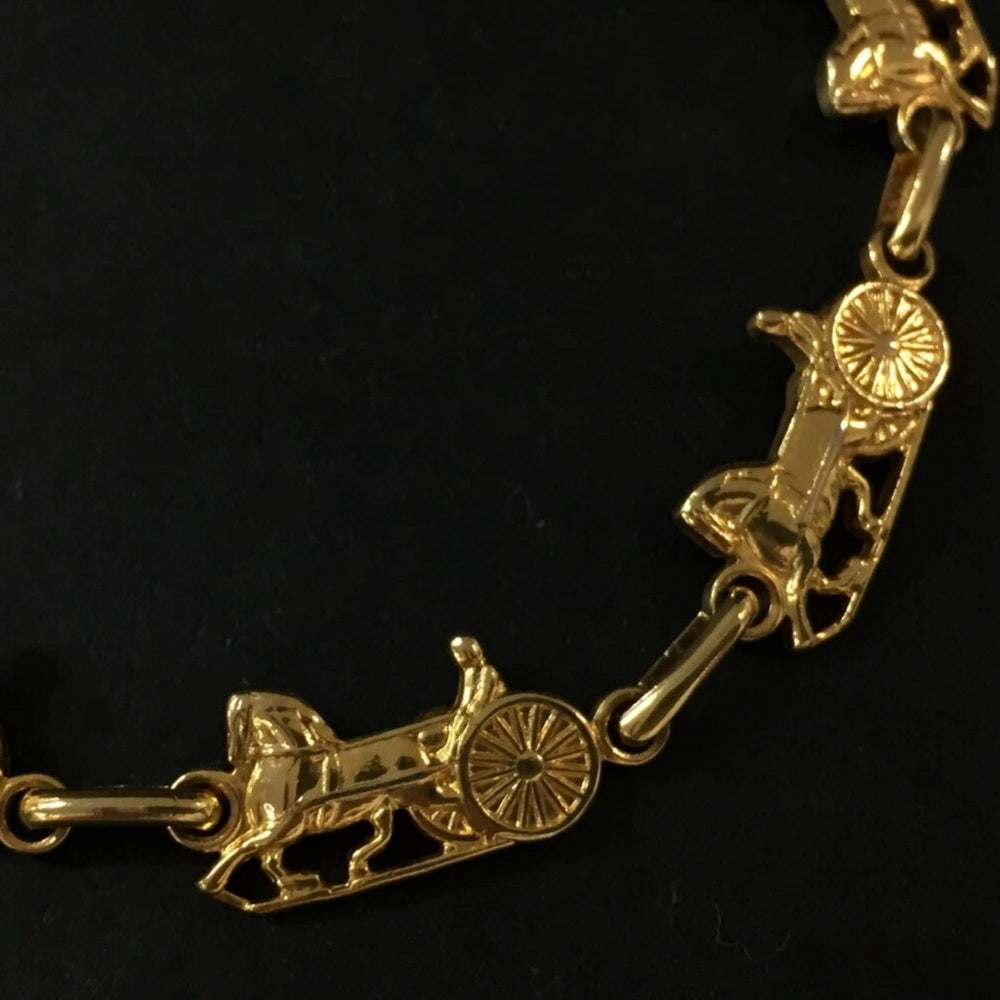 Rare Celine Gold Plated Horse Carriage Bracelet