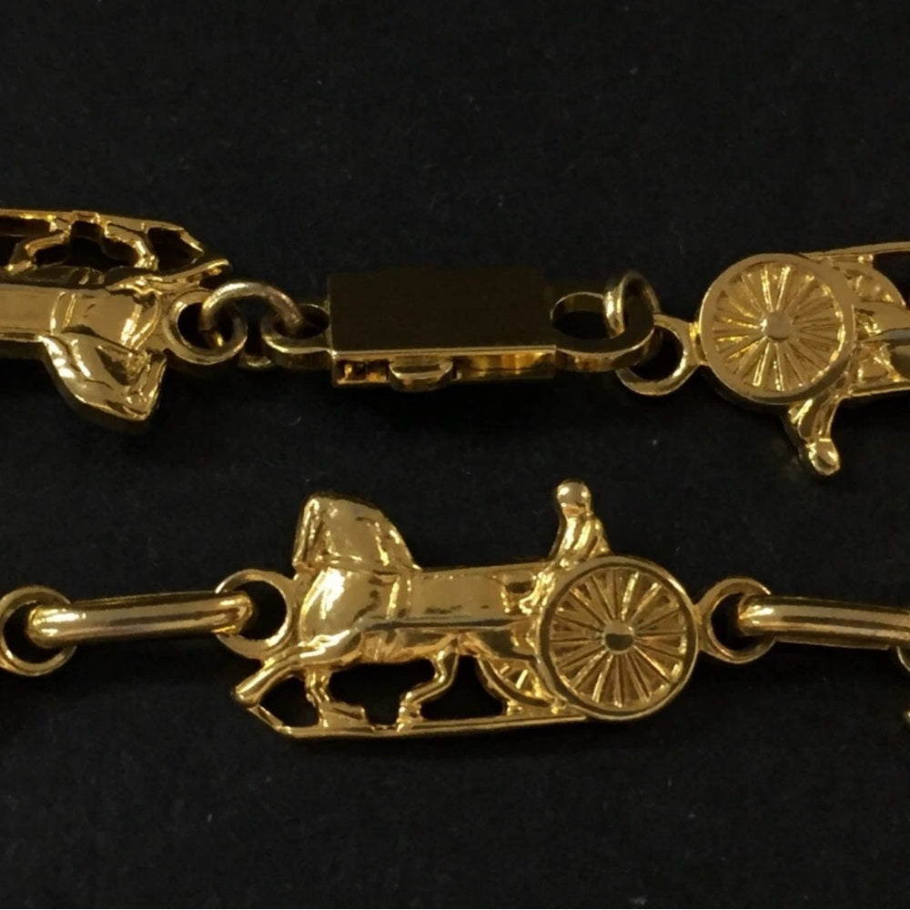 Rare Celine Gold Plated Horse Carriage Bracelet