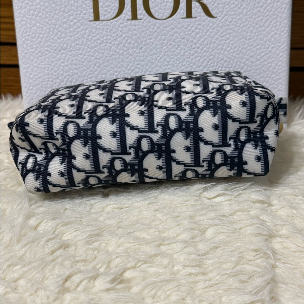 Dior Blue and White Monogram Pouch Duo