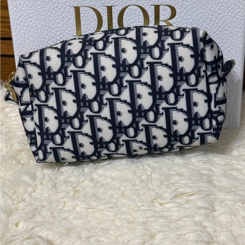 Dior Blue and White Monogram Pouch Duo