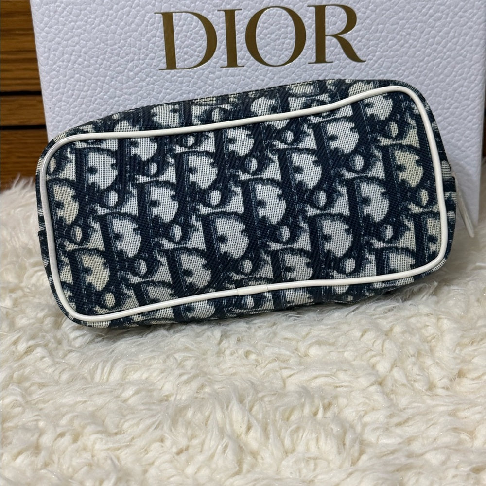 Dior Blue and White Monogram Pouch Duo