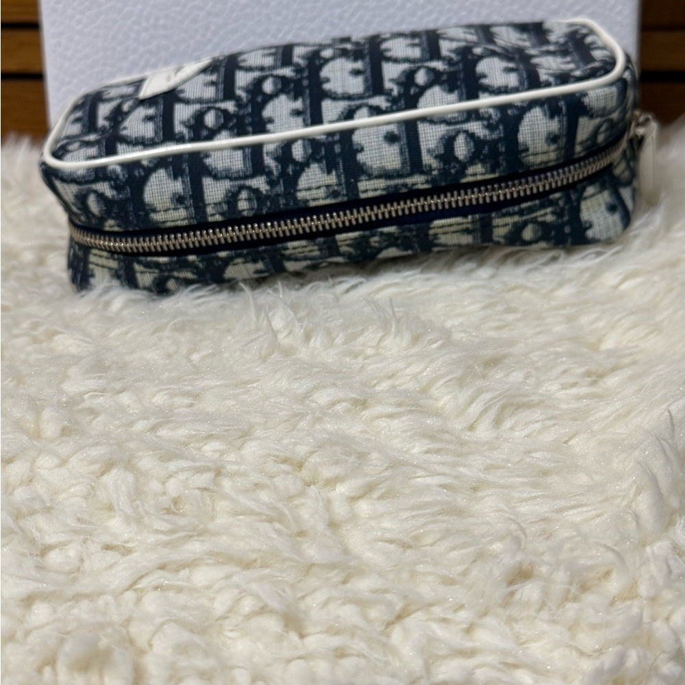Dior Blue and White Monogram Pouch Duo