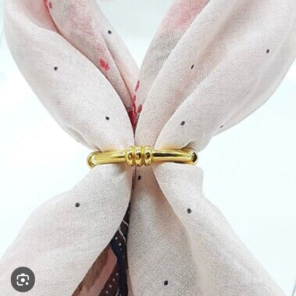 New Hermes Bouet Gold Tone Scarf Ring