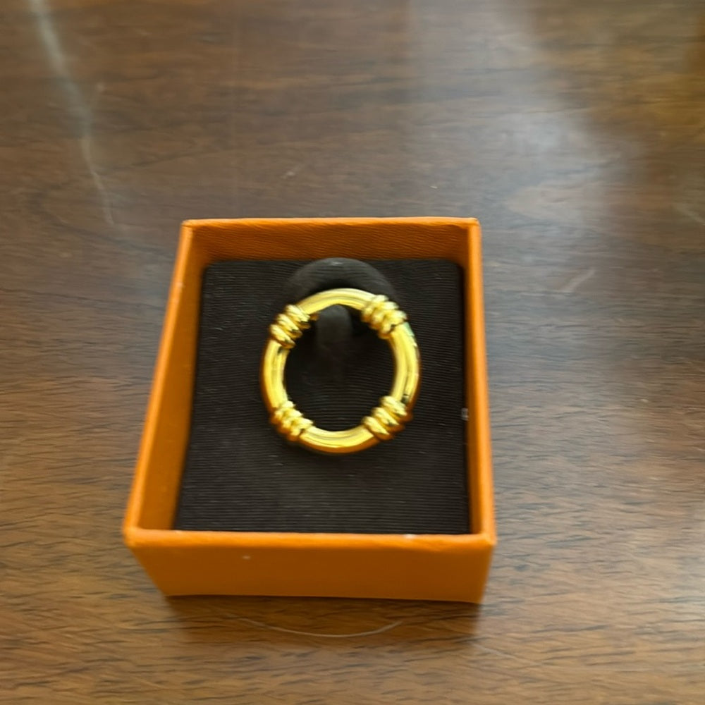 New Hermes Bouet Gold Tone Scarf Ring
