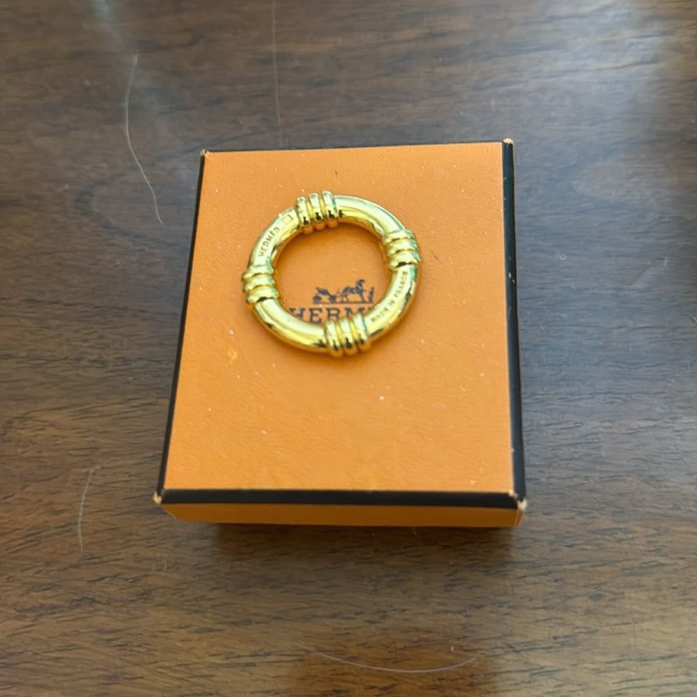 New Hermes Bouet Gold Tone Scarf Ring