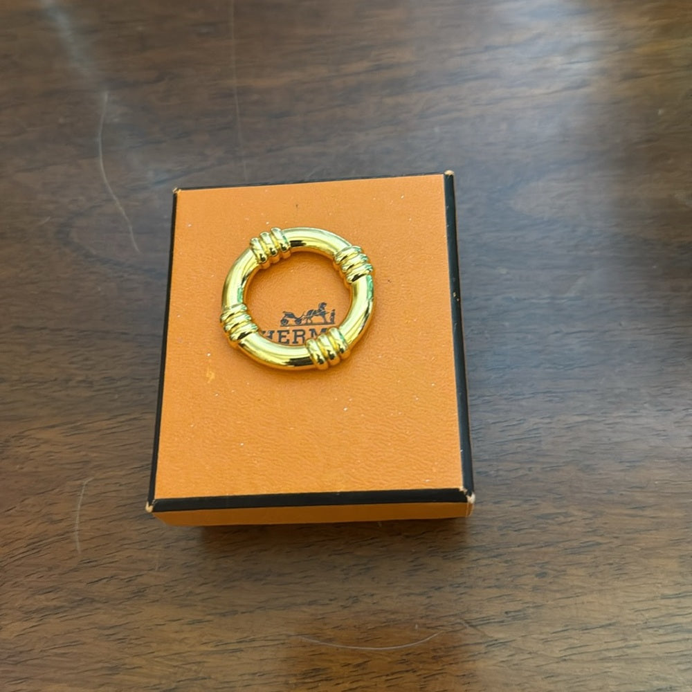 New Hermes Bouet Gold Tone Scarf Ring