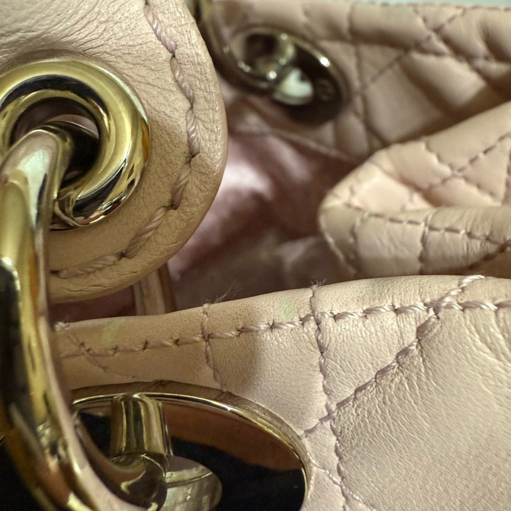 Dior Cannage Light Pink Lady Bag with Silver Hardware