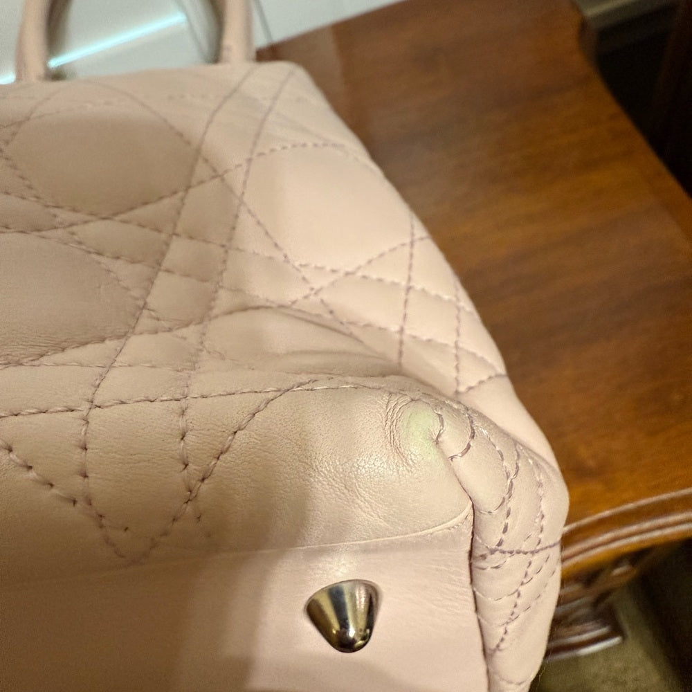 Dior Cannage Light Pink Lady Bag with Silver Hardware