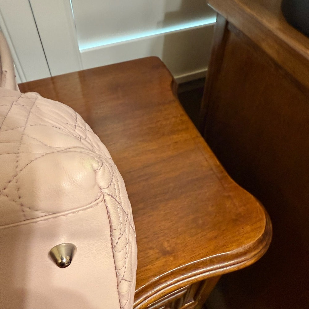 Dior Cannage Light Pink Lady Bag with Silver Hardware