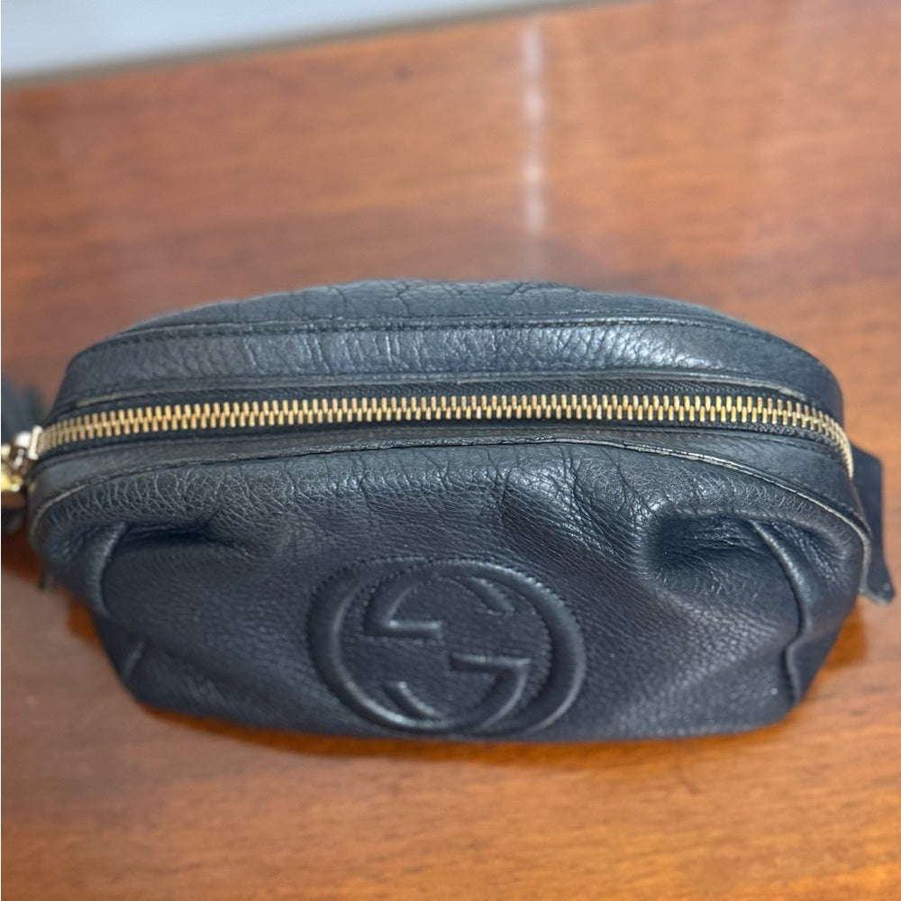 Gucci Soho GG Embossed Black Leather Makeup Bag