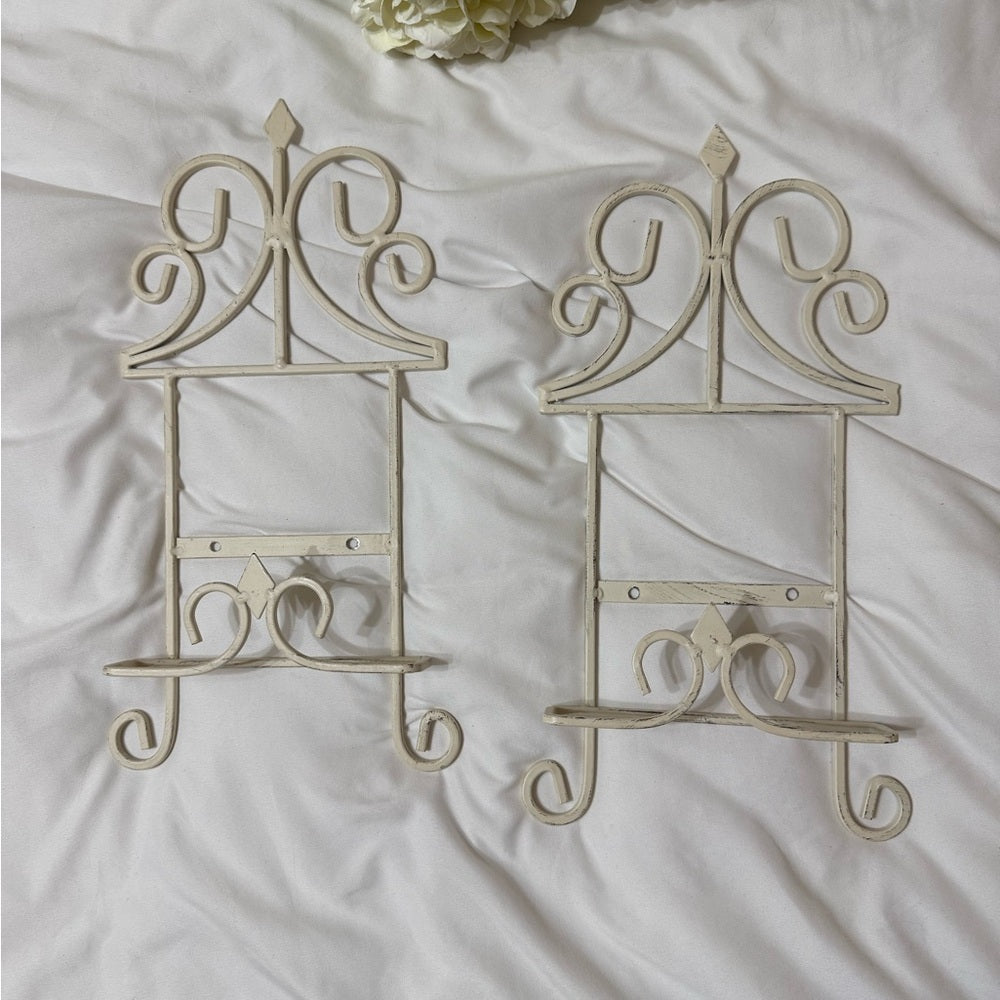 Antique White Metal Wall Plate Racks