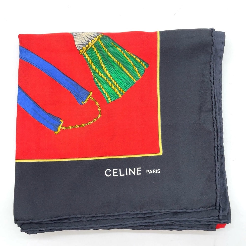 Celine Horse-bit 100% Silk Scarf with Gold Accents