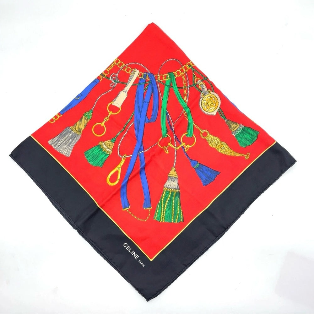 Celine Horse-bit 100% Silk Scarf with Gold Accents