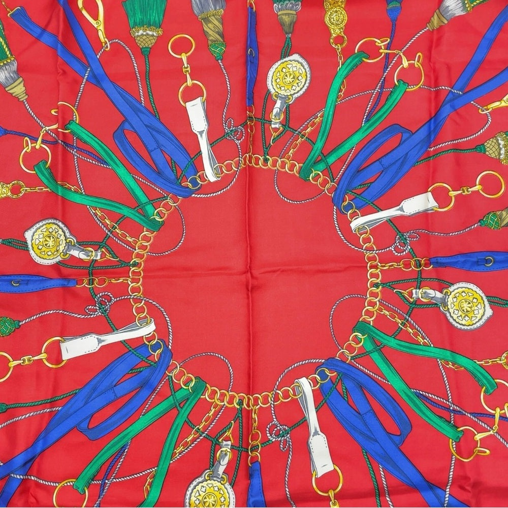 Celine Horse-bit 100% Silk Scarf with Gold Accents