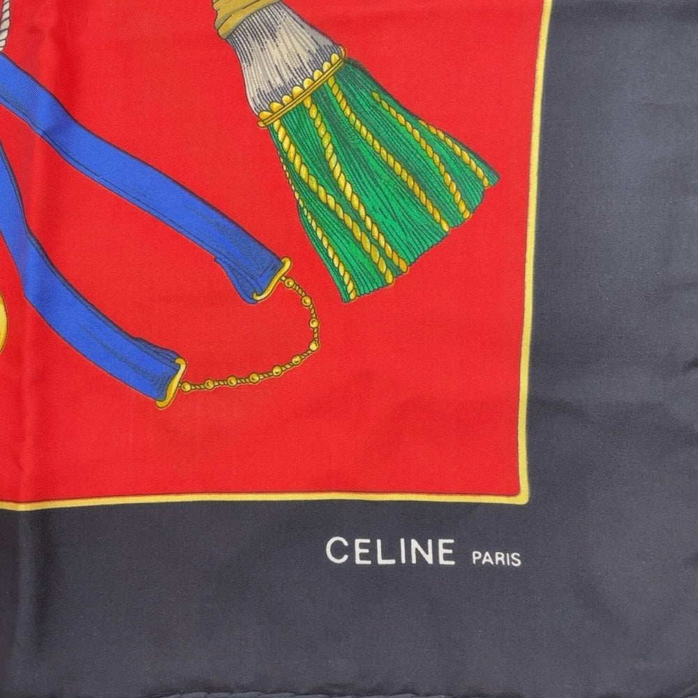 Celine Horse-bit 100% Silk Scarf with Gold Accents