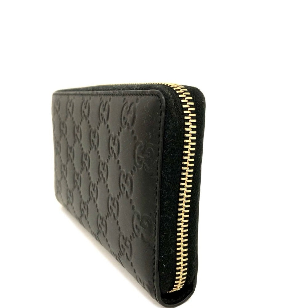 New Gucci GG Black and Gold Long Wallet with Gold Zipper