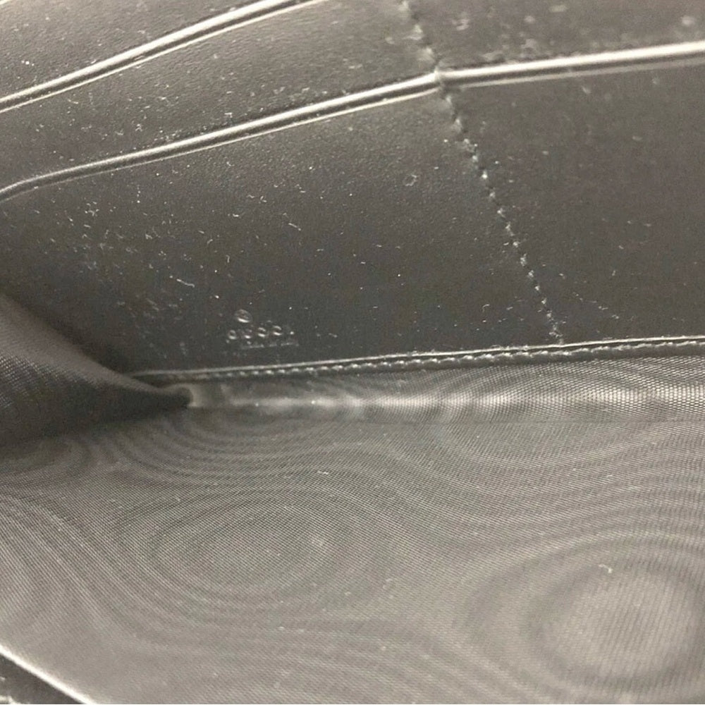 New Gucci GG Black and Gold Long Wallet with Gold Zipper