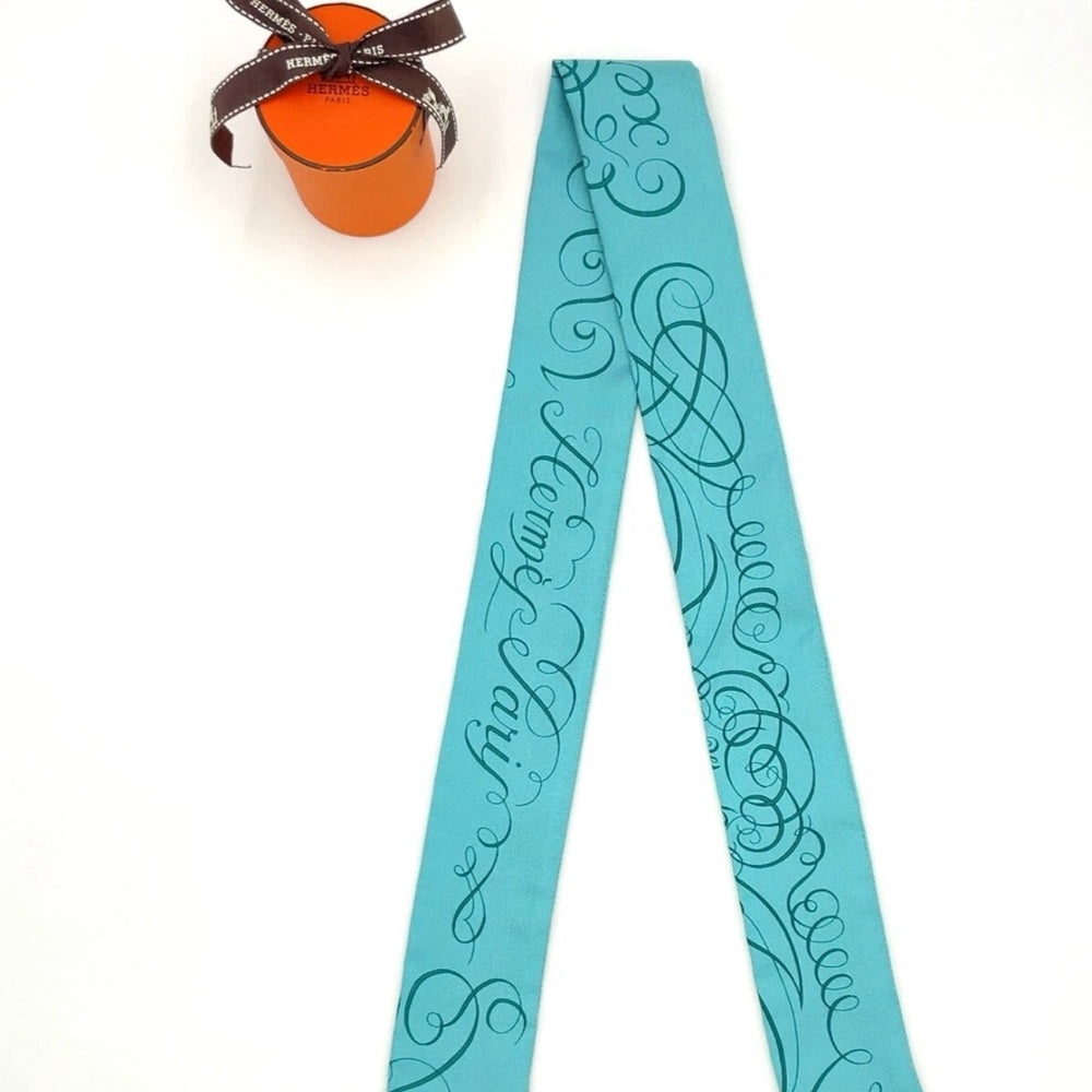 Hermes Aqua Twilly Exercice pour former la main Silk Scarf