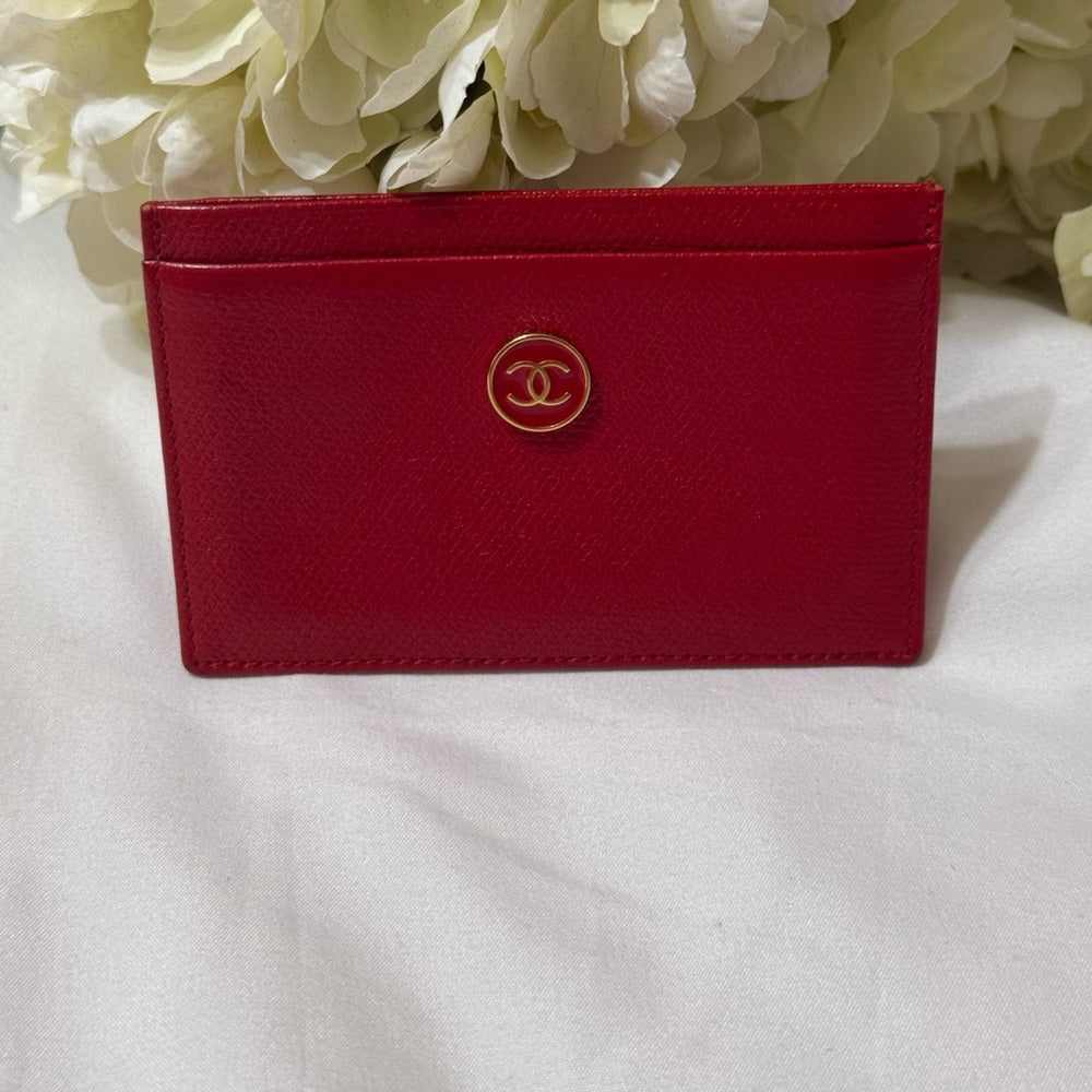 CHANEL COCO Button Scarlet Card Case