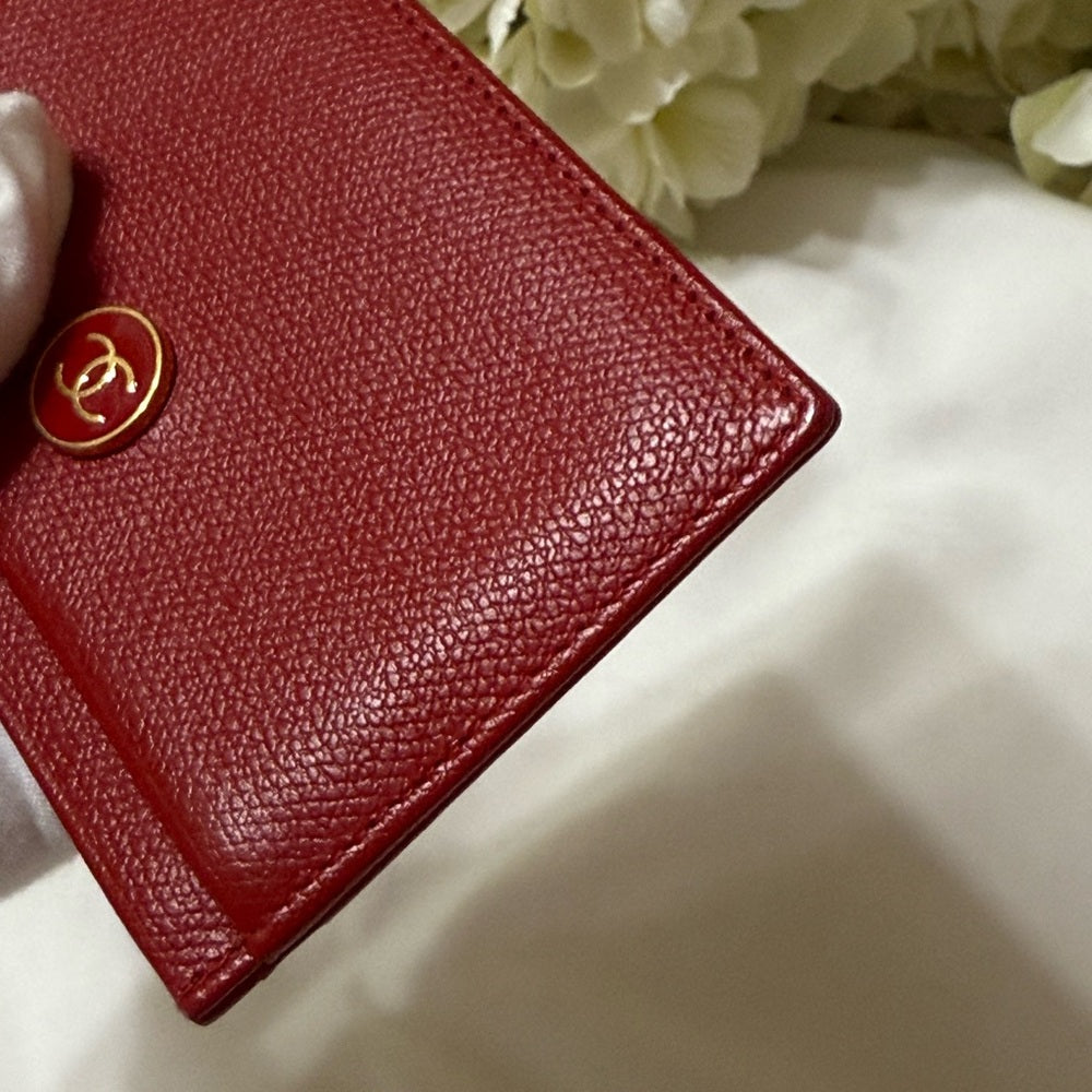 CHANEL COCO Button Scarlet Card Case