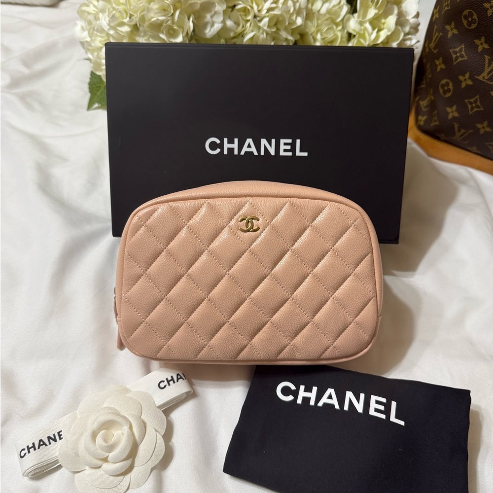 New Chanel Matelasse Curvy Light Pink Travel Bag