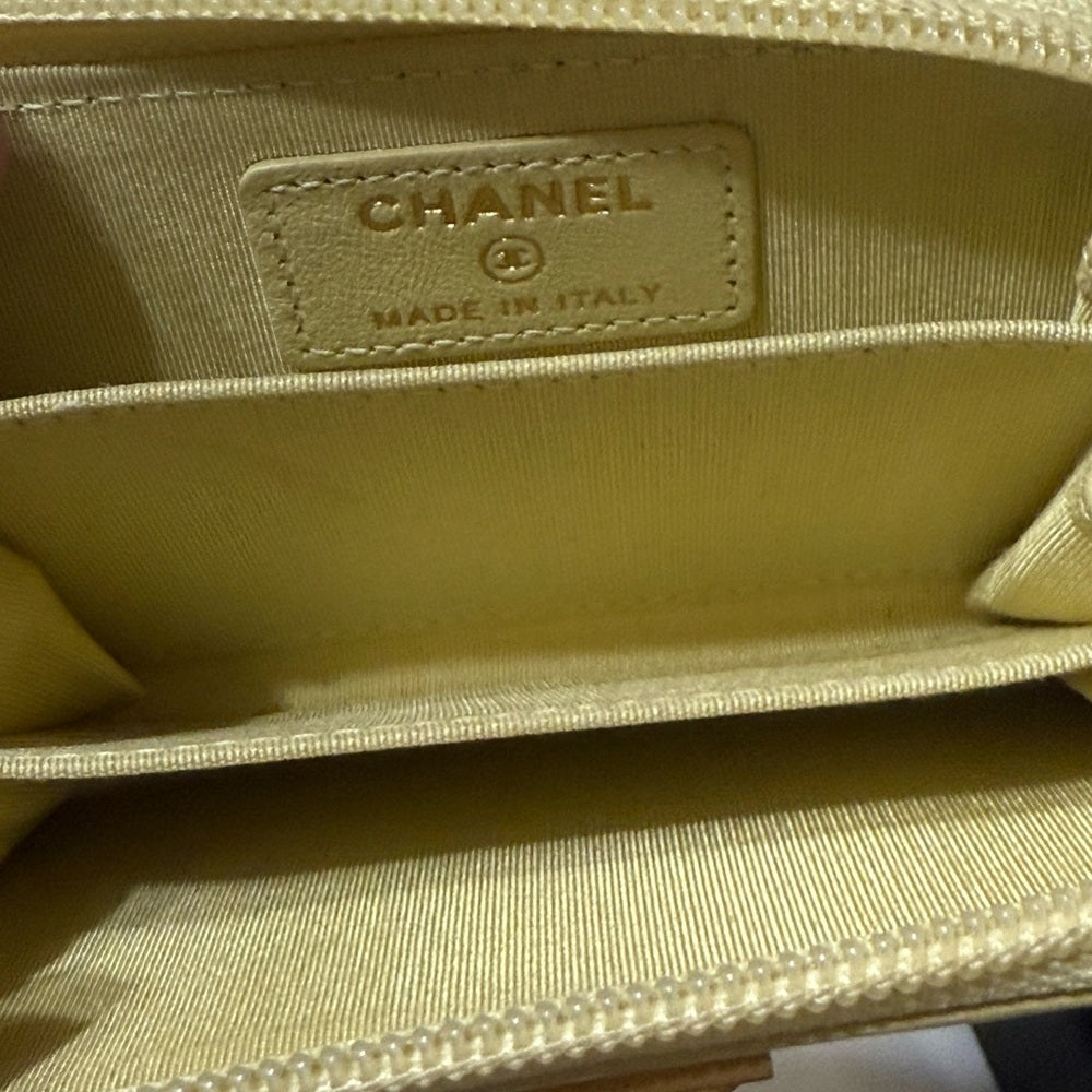 Chanel Caviar Leather Boy Zip Around Card Wallet