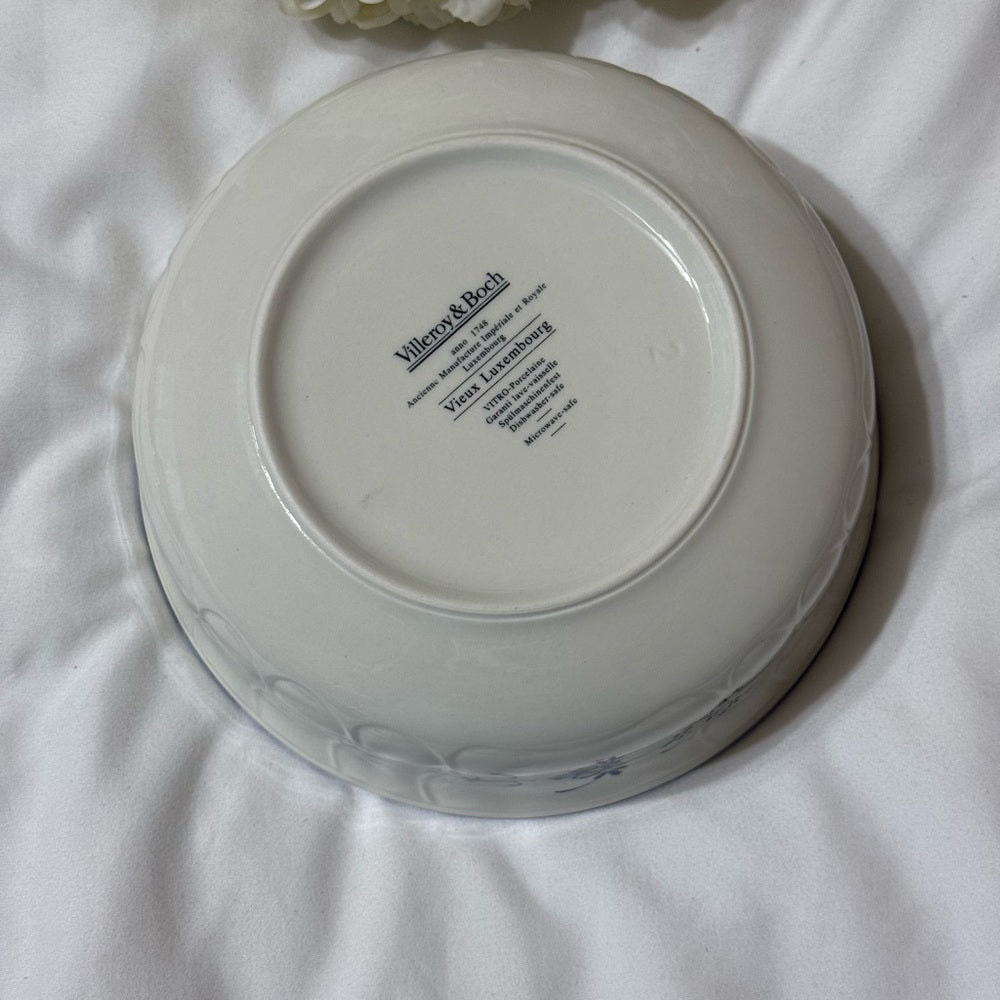 Villeroy & Boch White Serving Bowl with Blue Floral Accent