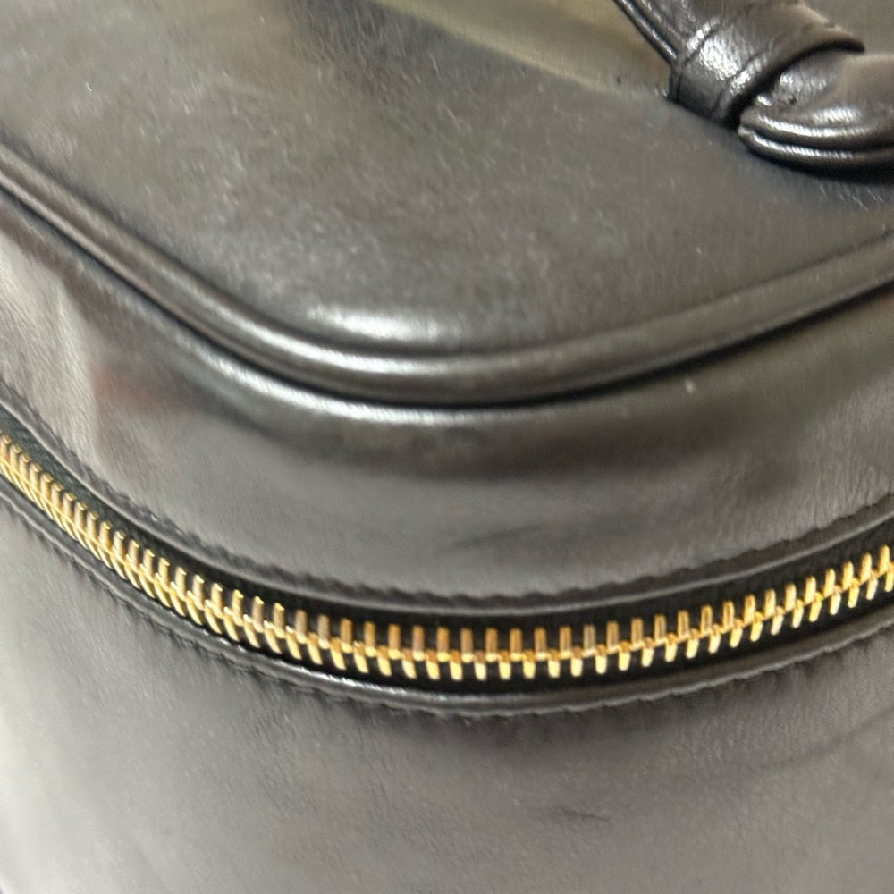 CHANEL Black Lambskin Vanity Bag with Gold Chain