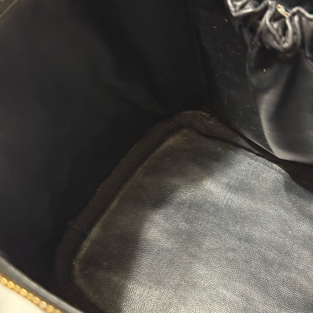 CHANEL Black Lambskin Vanity Bag with Gold Chain