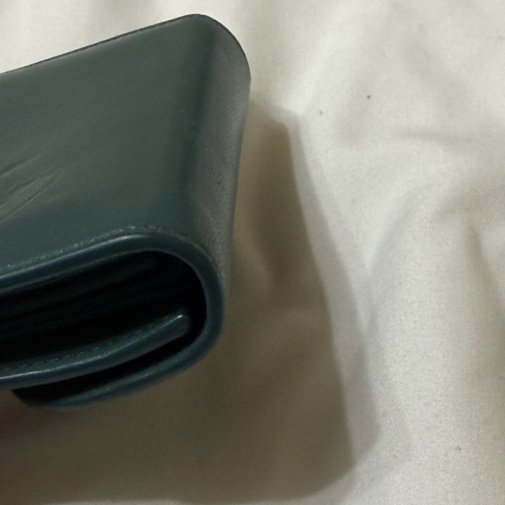 Celine Teal Triomphe Leather Trifold Wallet